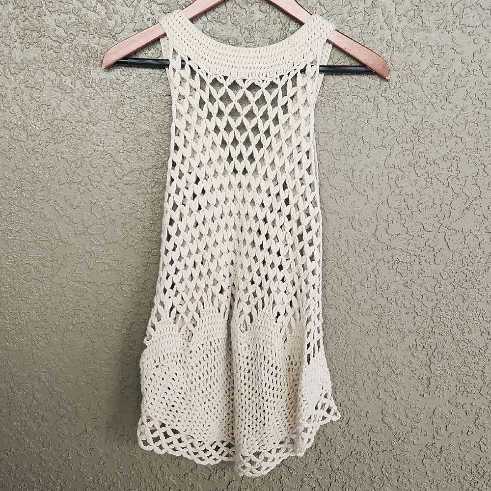 Free People Crochet Tank Top Sleeveless Boho Knit Vest - Picture 6 of 9